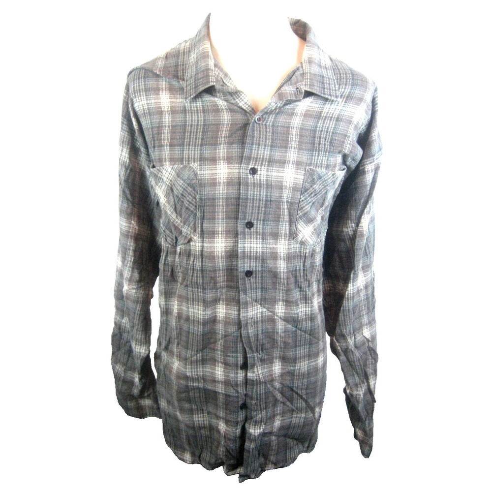 Mens Boulevard Tall Man Earth Tone Plaid LS Cotton Casual Shirt sz 4XL